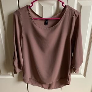Brown loose 3/4 long sleeve shirt